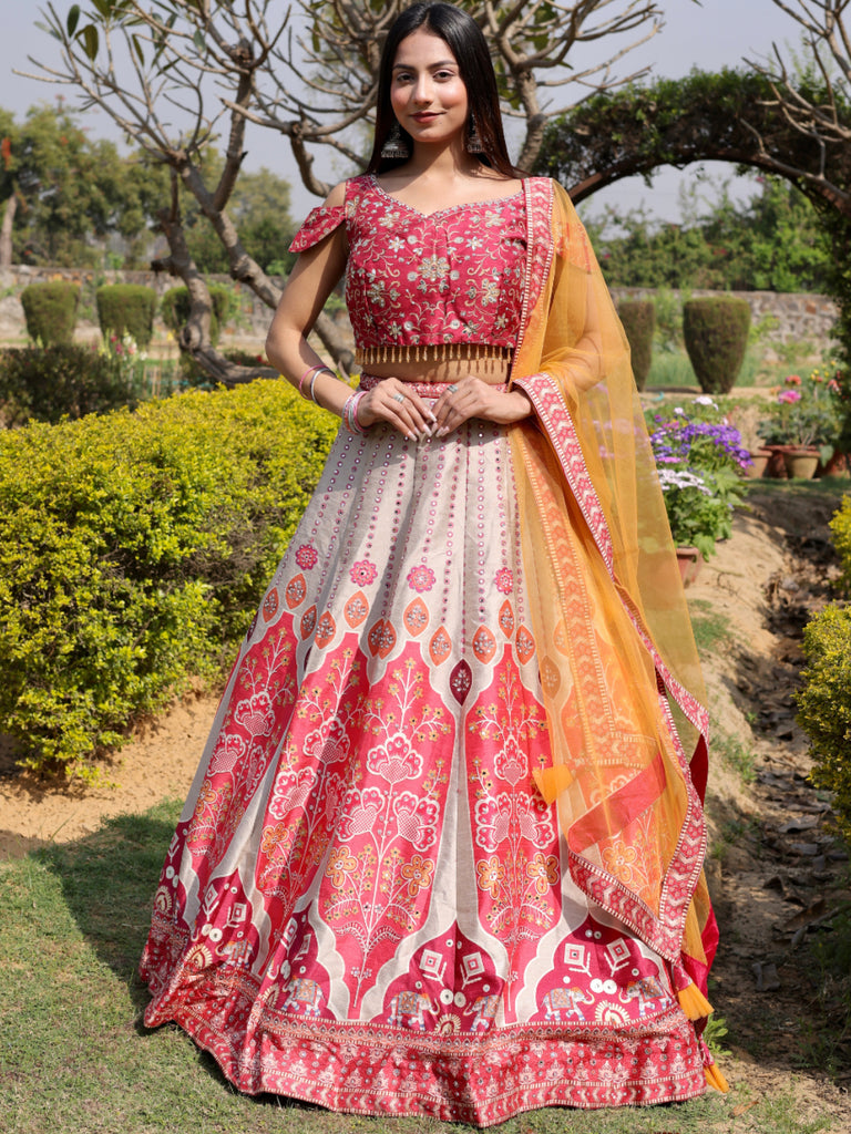 Buy House Of Pataudi Jashn Embellished Thread Work Ready To Wear Lehenga &  Blouse With Dupatta - Lehenga Choli for Women 21808600 | Myntra