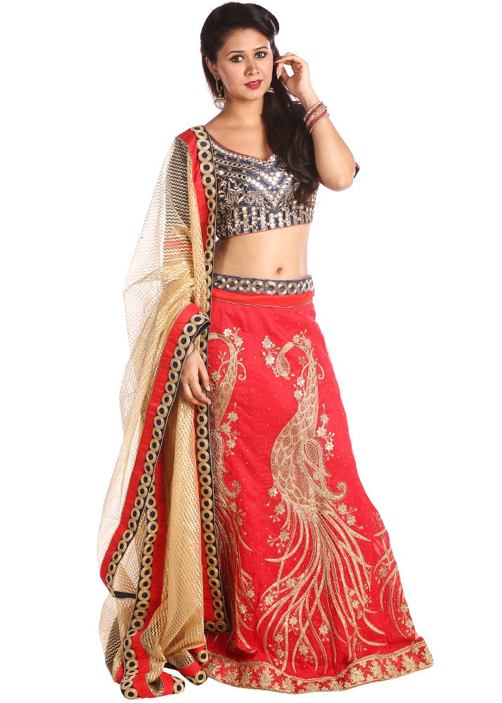 Buy online Banarasi Silk Flared Lehenga With Contrast Dupatta from ethnic  wear for Women by Shimeroo Fashion for ₹5699 at 0% off | 2024 Limeroad.com