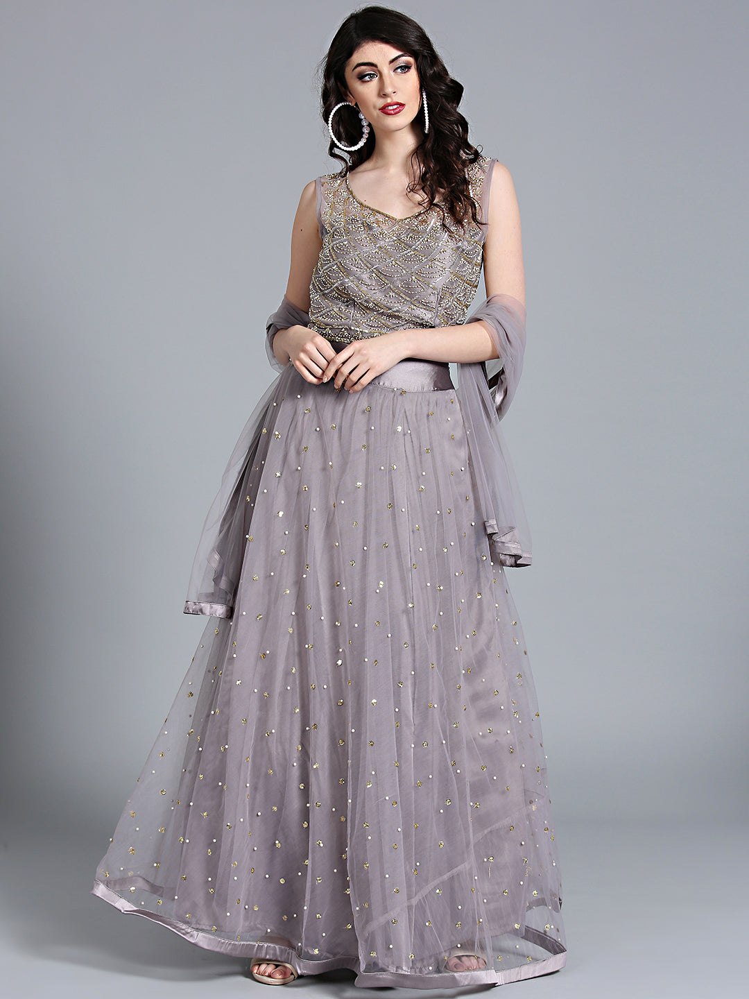 Buy Grey Lehenga And Blouse Raw Silk & Net Dupatta Floral Bridal Set For  Women by Archana Kochhar Online at Aza Fashions.