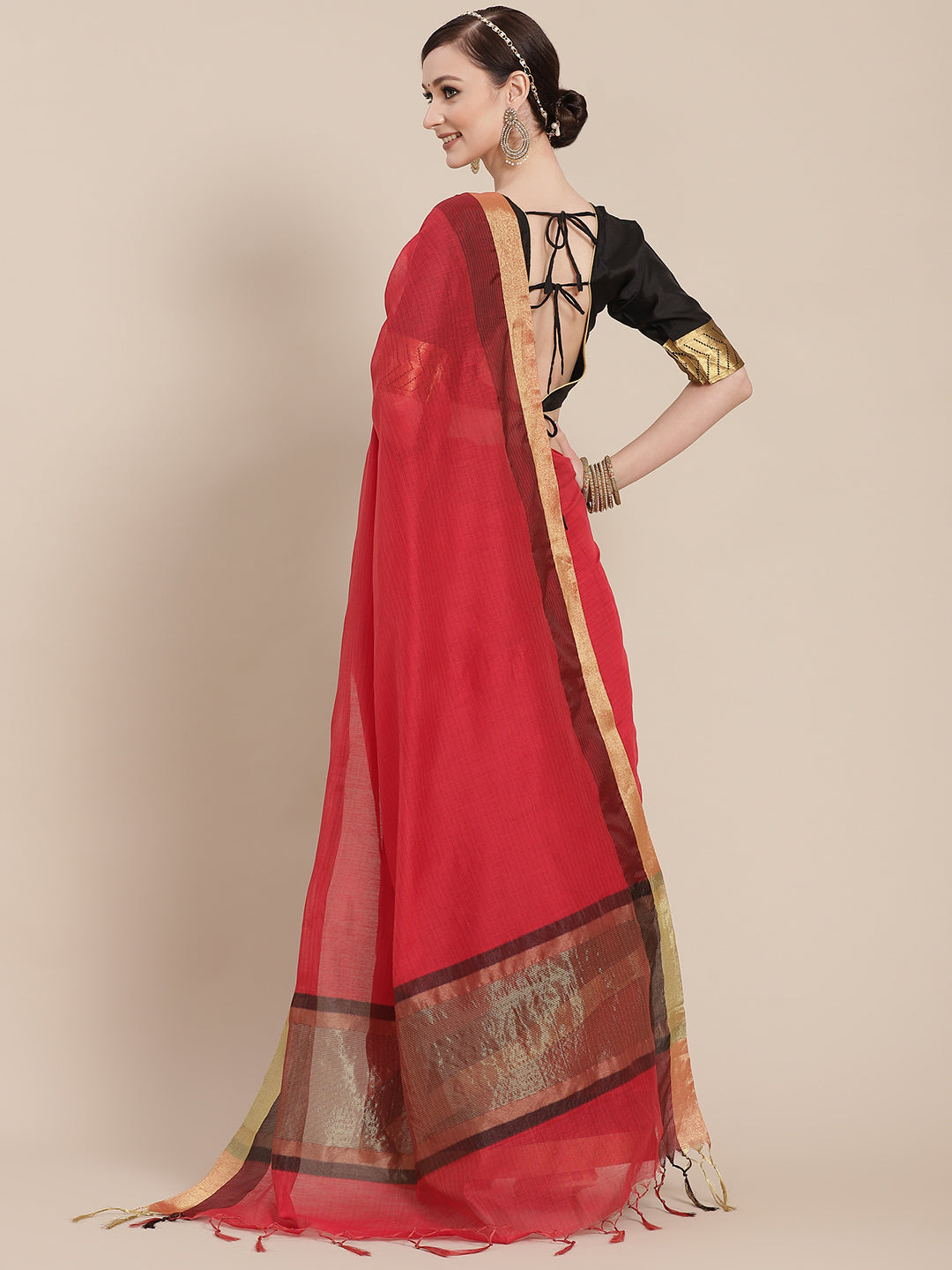 Multi Color Weaved Silk Saree With Jacket Blouse