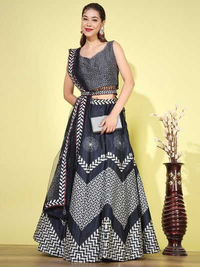 Buy Chhabra 555 Grey & Silver Toned Embroidered Sequinned Made To Measure  Lehenga & Blouse With Dupatta - Lehenga Choli for Women 20941768 | Myntra