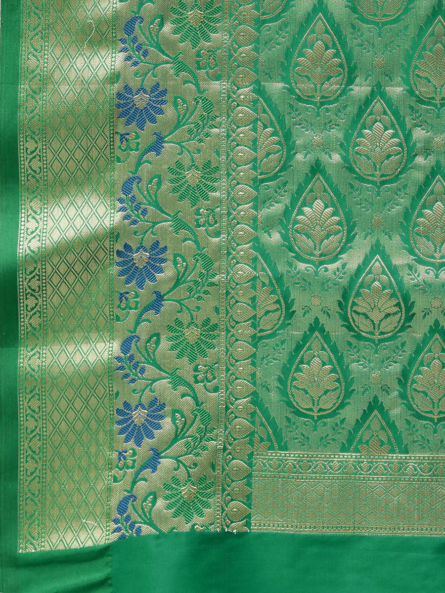 PLRM6265 Meenakari Mysore Silk saree with Geometric and Floral Patterns ...