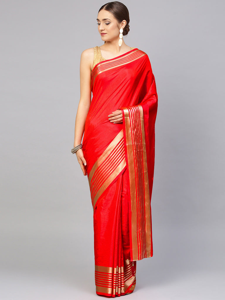 Kanchi Pattu Sarees - Mango yellow Kanchipuram silk saree in chilli red  gold zari border from manufacturer at kanjivaram silks. 🛒 Click the link  to see price https://kanjivaramsilks.com/kanchipuram-silk-sarees/designer- silk-saree-rfn17467.html ...