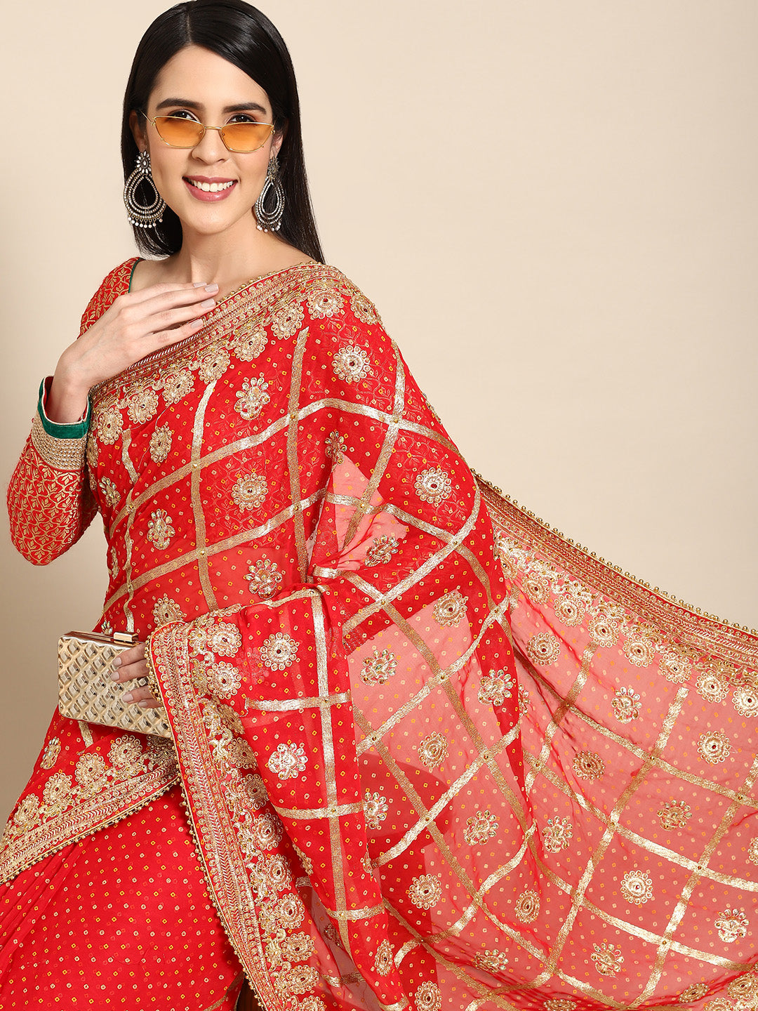 Buy Laxmipati Sarees Printed Daily Wear Chiffon Red Sarees Online @ Best  Price In India | Flipkart.com